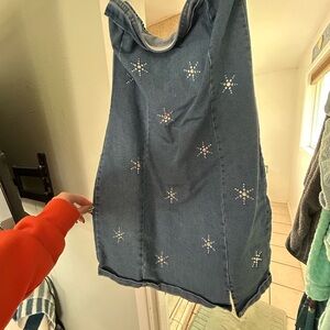 Heart Hips Strapless Blue Dress with Star Details